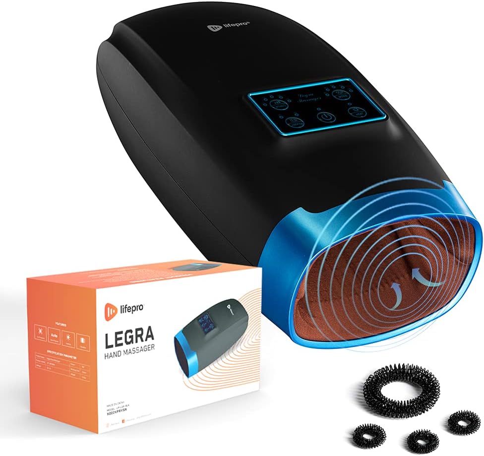 LifePro Hand Massager Machine with Heat, Cordless Electric Hand Massager for Arthritis and Carpal Tunnel, 5 Levels of Compression Massage and Intensity for Wrist, Palm, Numbness, Finger Pain (White)