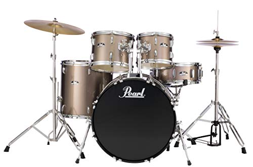 Pearl Roadshow Drum Set 4-Piece Complete Kit with Cymbals and Stands, Charcoal Metallic (RS584C/C706)
