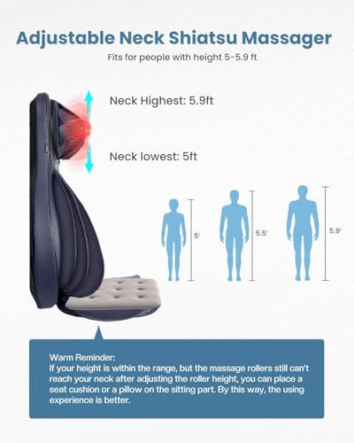 COMFIER Shiatsu Neck Back Massager with Heat, 2D ro 3D Kneading Massage Chair Pad, Adjustable Neck Massage,Seat Massager for Full Body Relaxation, Christmas Gifts for Dad Mom Women Men,Dark Gray