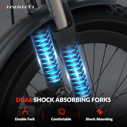 Folding Electric Bike, Peak 1000W Ebikes for Adults, 25Mph Top Speed 45Miles 20" Step-Thru Fat Tire Electric Bike with Rear Rack,7-Speed,Front Suspension