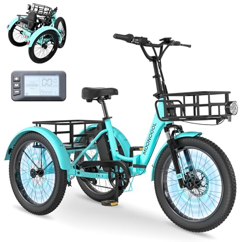 MOONCOOL Electric Tricycle Trike for Adults 350W 36V Removable Battery 24/26 Inches 7 Speeds 3 Wheels Electric Bikes Bicycle for Adults, Three Wheel Electric Cruiser Tricycle