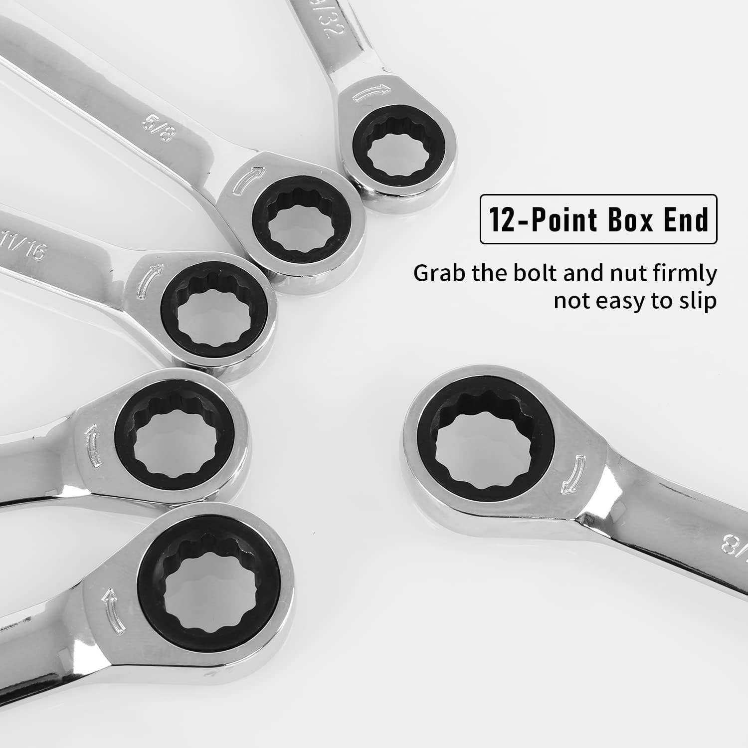 14-Piece Ratcheting Wrench Set , SAE 1/4”-7/8” , Chrome Vanadium Steel Combination Wrench set with Wrench Rack Pack of 2