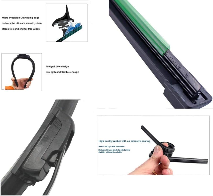 Qarmar Universal 12V Electric Wiper Motor Assembly Universal UTV Hard Coated Polycarbonate Windshield Wiper Arm Wiper Blade Motor Kit with Automatic Return Function （350mm/400mm） Pack of 2