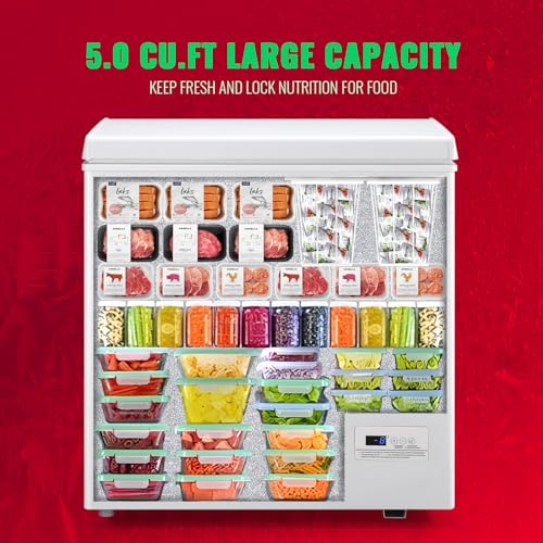 DEMULLER Chest Deep Freezer Top Open Door Freezer with eletronic panle(accruate to 1℉) Freestanding Freezer with TWO Storage Baskets Great for Kitchen Office Dorm