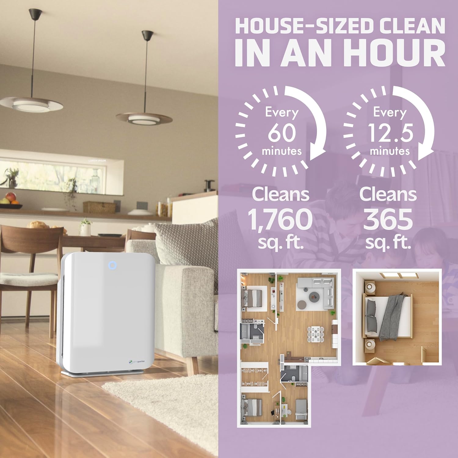 GermGuardian Air Purifier with HEPA 13 Filter, Removes 99.97% of Pollutants, Large Room up to 1760 Sq. Foot Room in 1 Hr, UV-C Light Helps Reduce Germs, Zero Ozone Verified, 21", White, AC5900WCA
