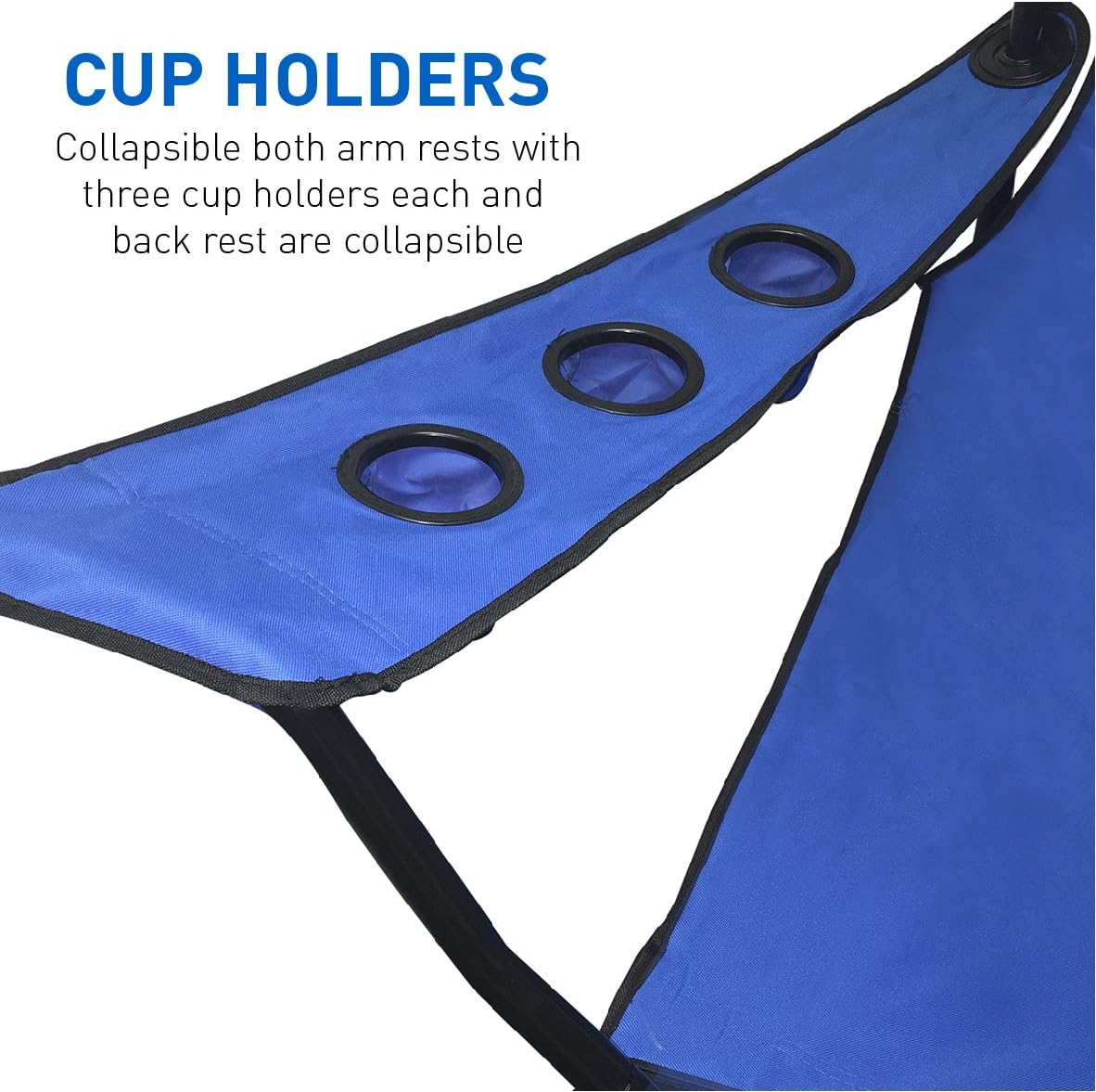 Giant Oversized Big Portable Folding Camping Beach Outdoor Chair with 6 Cup Holders! Fold Compact into Carry Bag!