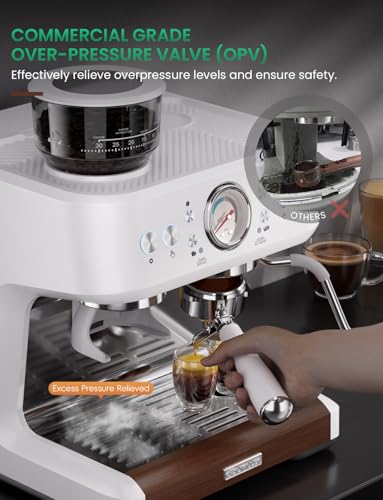 Espresso Machine with Grinder, Dual-Boiler 58MM Professional Espresso coffee Machine with Powerful Steam Wand Beginner Friendly Espresso Maker Stainless Steel Latte Cappuccino Machine for Home