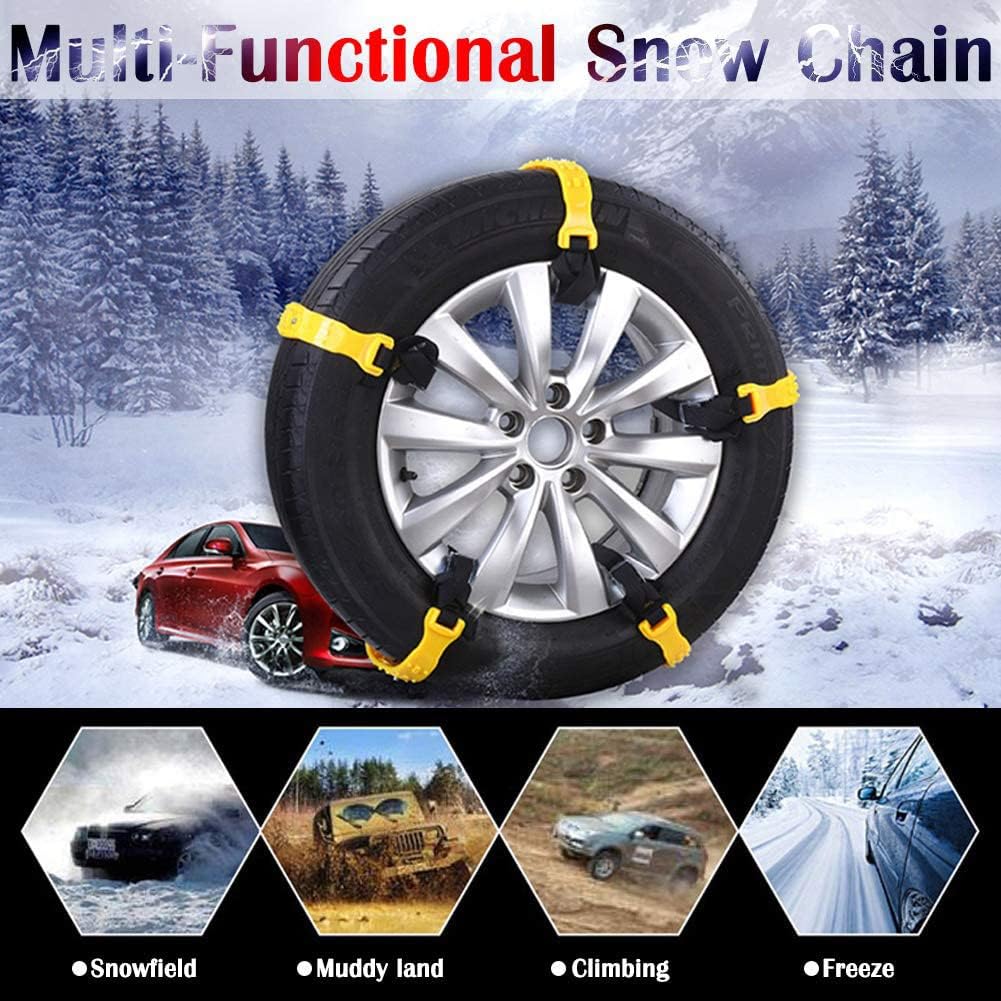 Jeremywell Snow Chains Anti-Skid Anti Slip Emergency Snow Tire Chains - Portable Emergency Traction Snow Mud Chains Universal Adjustable 10pcs Car Security Chains for SUV and Cars (Yellow-10pcs) Pack of 2