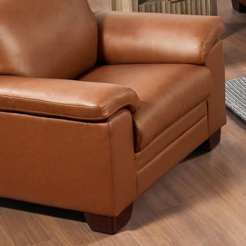 Hydeline Magnum Top Grain Leather Sofa Couch, 84", Nutmeg Brown