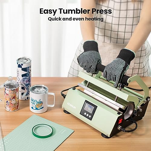 EENOUR Tumbler Heat Press Machine for 30oz 20oz 16oz Sublimation Blank Skinny Tumbler Glass Jar Can, Auto-Timer Mug Press with Digital Temp&Time Setting for 11-16oz Coffee/Ceramic Mug Cup - Pink
