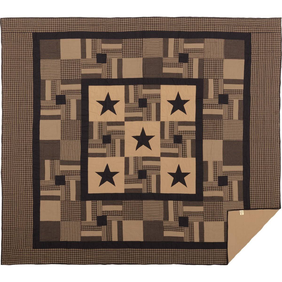 Black Check Star California King Quilt