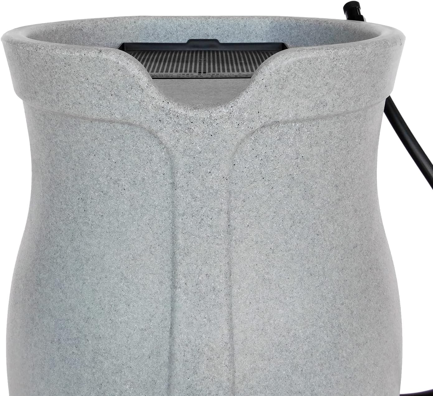 FCMP Outdoor Catalina 45 Gallon Rain Water Barrel Catcher System with Flat Back for Watering Outdoor Plants, Gardens, and Landscapes, Light Granite