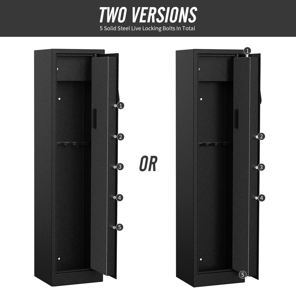 RPNB Rifle Safe,Electronic Gun Security Cabinet,Quick Access 5-Gun Large Metal Rifle Gun Security Cabinet with Separate Pistol/Ammo Area