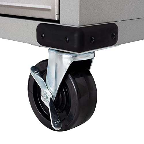 Seville Classics UltraHD Solid Steel Rolling Lockable Metal Storage Cabinet Locker Organizer w/Adjustable Shelves for Garage, Warehouse, Office, Classroom, 36" W x 18" D x 72" H, Granite