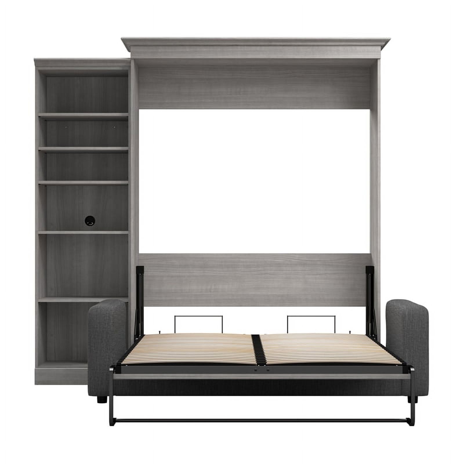 Bestar Versatile Engineered Wood Queen Murphy Bed with Sofa & Organizer in Gray