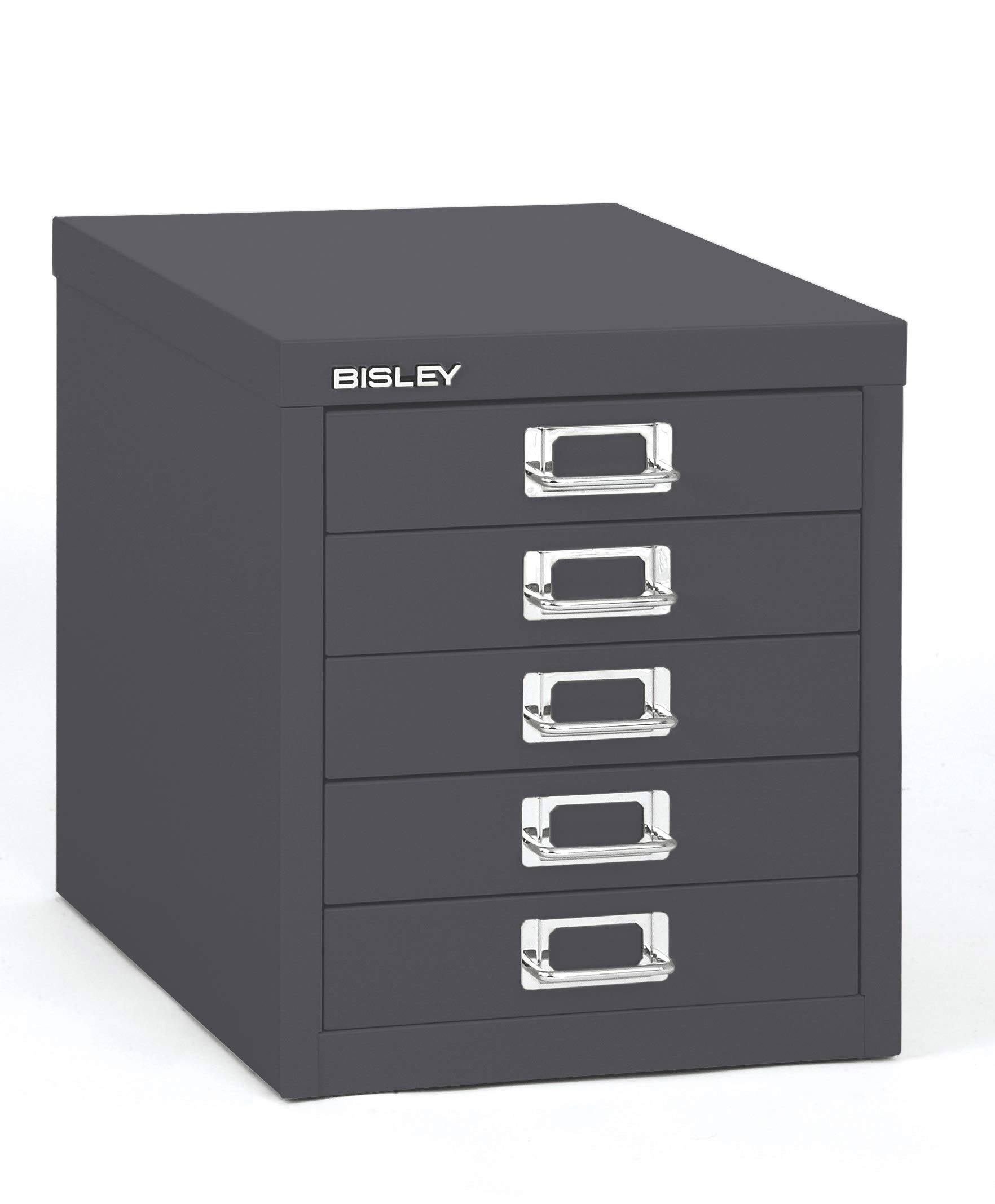 Bisley 5-Drawer Steel Cabinet, 13x22H x 11x22W x 15x22D, Charcoal