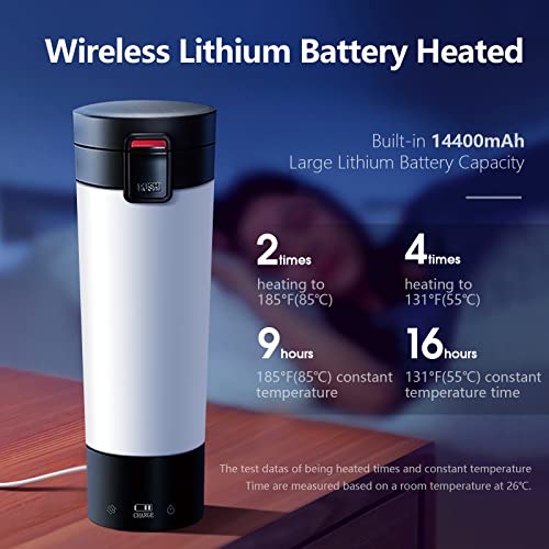 FUTURELAB Temperature Control Coffee Mug, Multi-Functional Travel Mug with 14400mah Power Bank, 16 Hours Battery Life,Vacuum Insulated Hot Beverage Warmer, 10OZ
