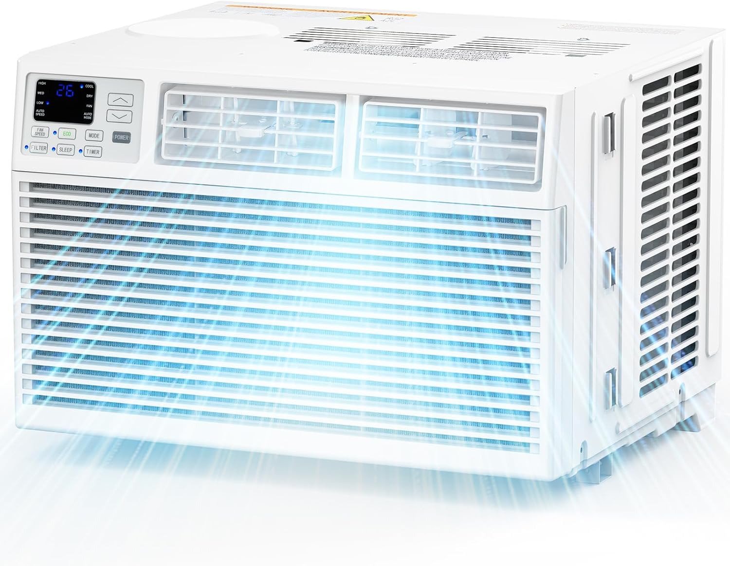 COWSAR Window Air Conditioner, 8000 BTU AC Unit with Remote Control for Rooms up to 350 sq ft. High Cooling Capacity, 4 Modes, LED Display, 24H Timer, Reusable Filter, Easy Install Kit