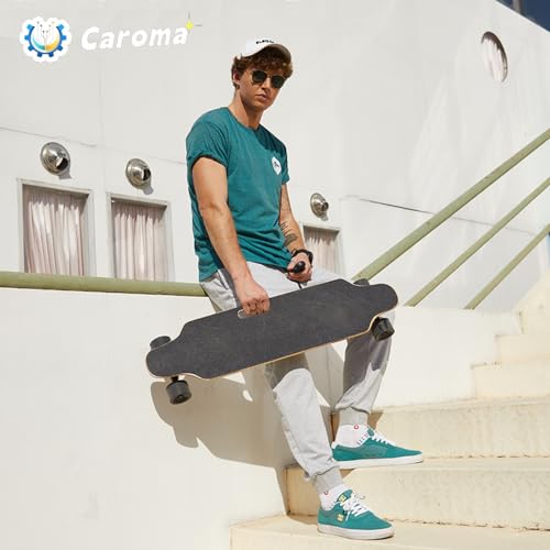 Caroma Electric Skateboards with Remote, 350W Powerful Brushless Motor, 12.4MPH Top Speed, 13 Miles Max Range, Various Speeds Adjustable, Electric Longboard for Adults & Teens, Suitable for Beginners