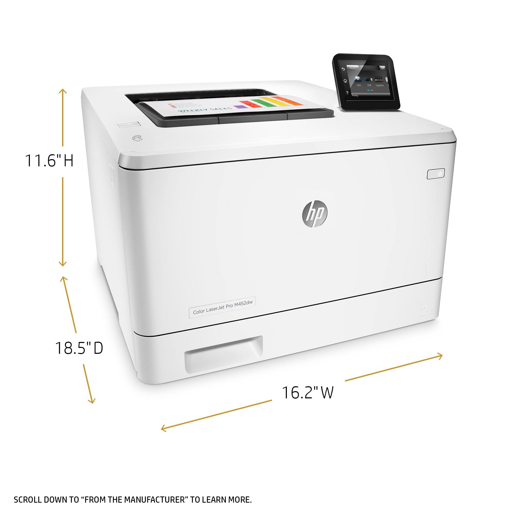 HP LaserJet Pro M452dw Wireless Color Laser Printer with Duplex Printing (CF394A)