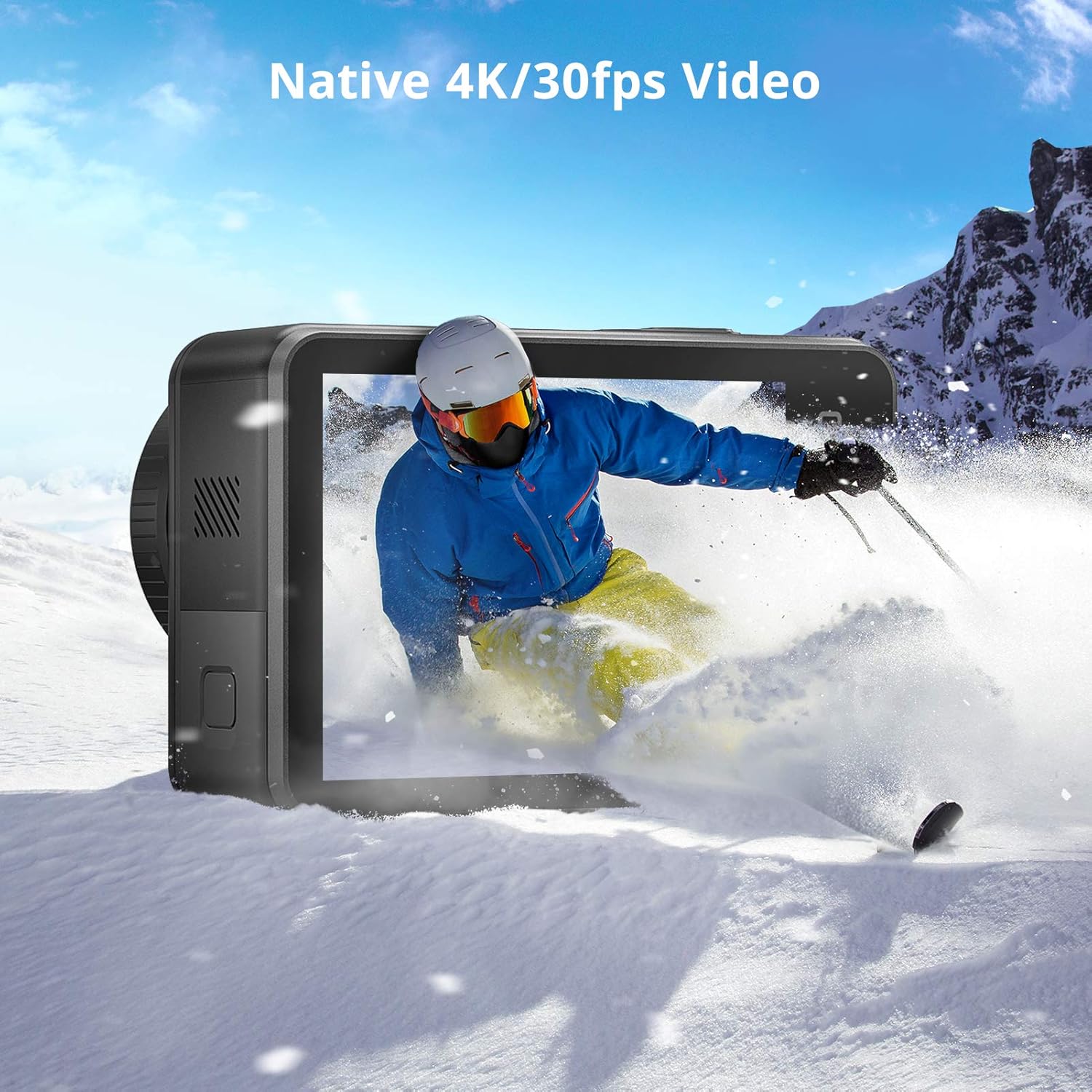 AKASO Brave 7 4K30FPS 20MP WiFi Action Camera with Touch Screen IPX8 33FT Waterproof Camera EIS 2.0 Zoom Support External Mic Voice Control with 2X 1350mAh Batteries Vlog Camera