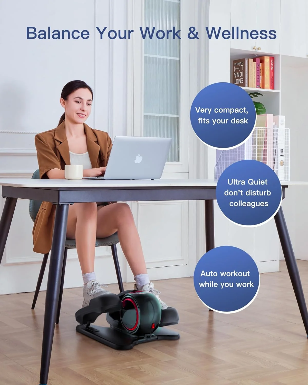 UPGO Under Desk Ellipticals Electric, Elipse Leg Exerciser for Seniors Fully Assembled, Seated Pedal Exerciser with Remote Control & Non-Slip Pedals