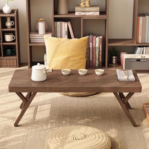 Japanese Coffee Table, Floor Sitting Low Table, Collapsable Tatami Table Altar Floor Table, Bamboo Folding Serving Table on Bed(65x35cm)