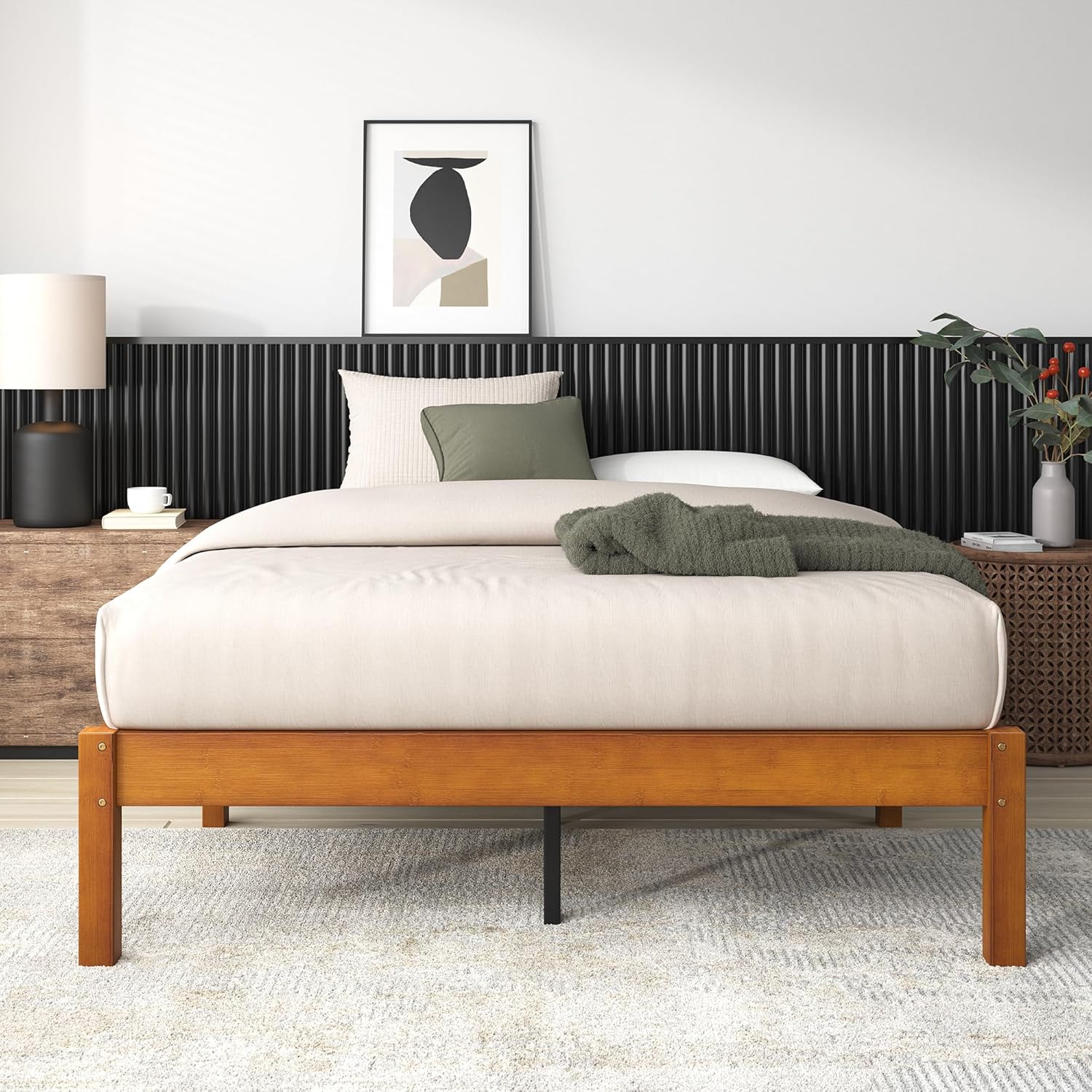 Zinus Ellie 14 Inch Bamboo Platform Bed Frame, Wood Slat Support, No Box Spring Needed, Easy Assembly, Full