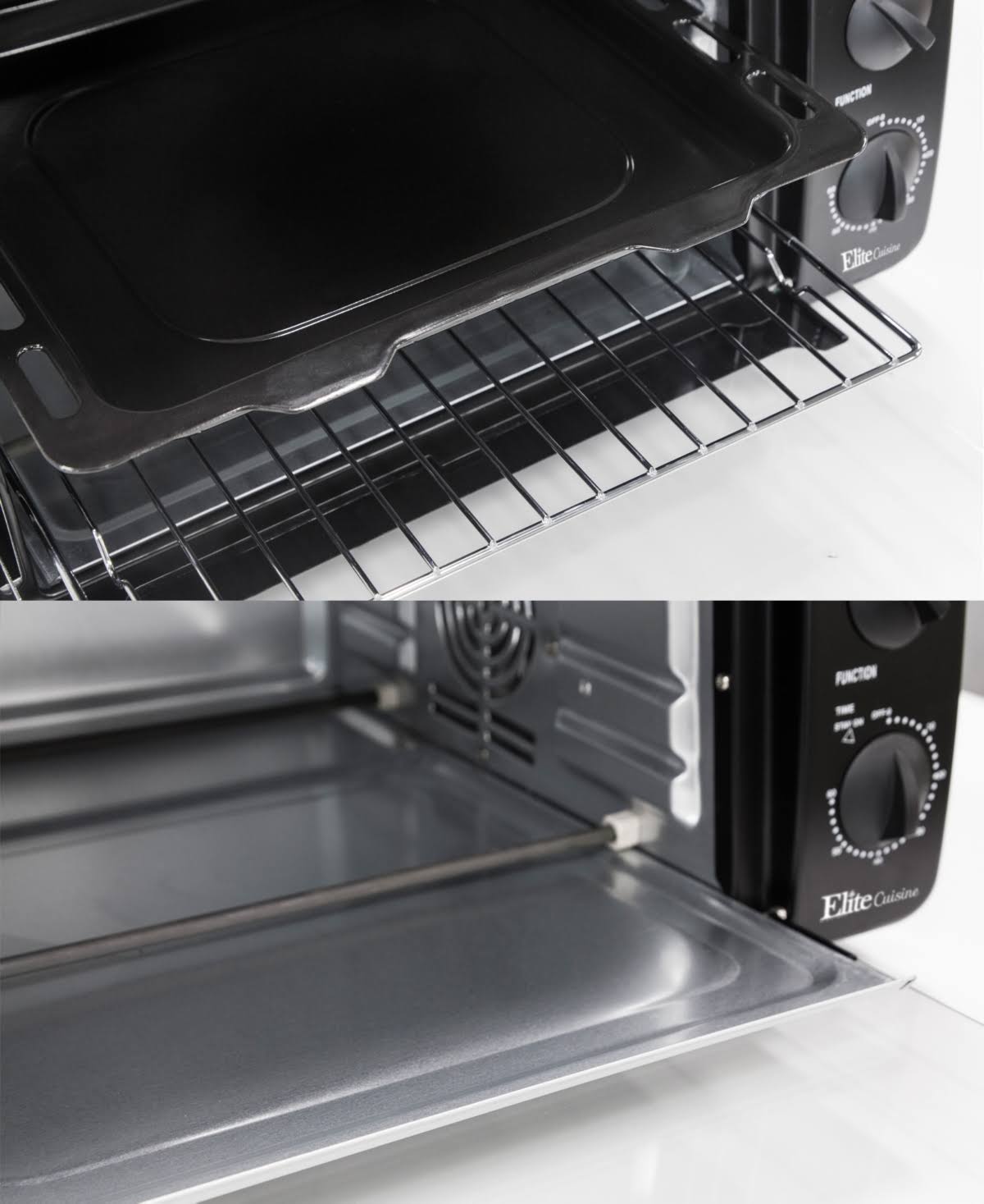 Elite Countertop Toaster Oven with Top Grill u0026 Griddle Rotisserie, Black