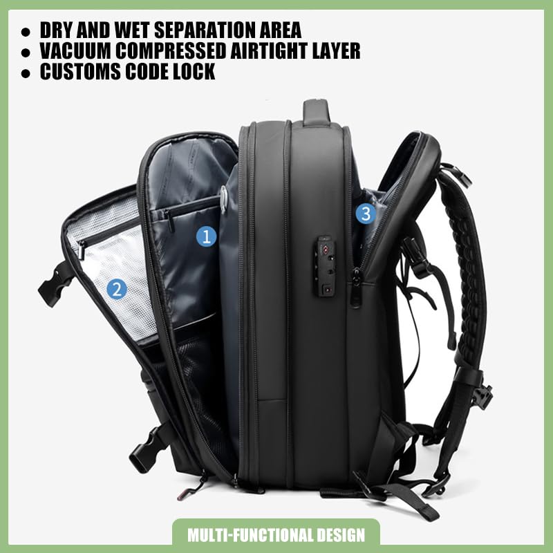 Muzuja Vacpack Backpack, Vacuum Large-capacity Compression Backpack, Water Resistant, Anti Theft Vacpack Vacuum Backpack