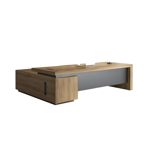 Rustic L Shape Executive Desk for Office, Farmhouse L shaped Wood Office Desk, Engineered Wood Working Table Computer Desk for Home Office - 63" L x 31.5" W x 29.5" H