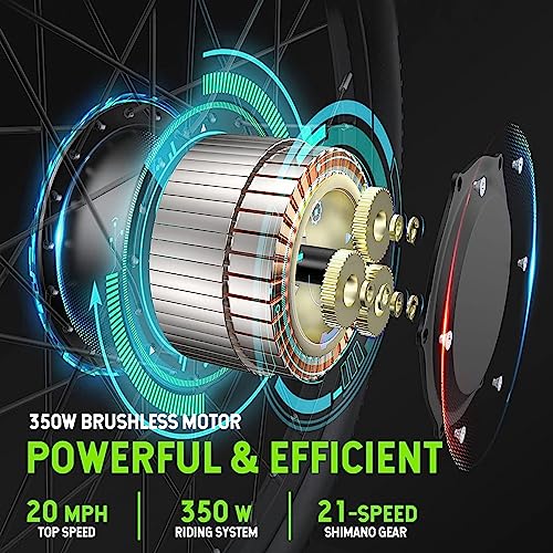 FEOFFY Electric Bike for Adults 350/750W Electric Bikes 26" Electric Mountain Bike Shimano 21 Speed Gears Electric Bicycle 36V 10.4Ah/48V 10.4Ah Removable Battery,Free Lock