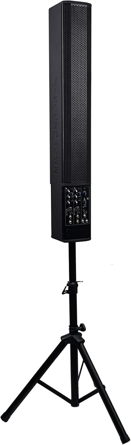Sound Town 700W Powered Column Speaker Line Array System with 6 x 5” Woofers, 2-Channel Mixer and Bluetooth for Live Music, House of Worship, Meeting Rooms, Restaurants (CARPO-V5PW)