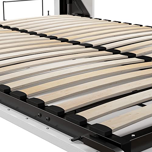 Bestar Pur Full Murphy Bed and Storage Unit with Drawers, 84-inch Space-Saving Wall Bed with Storage in Bark Grey