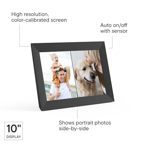 Aura Digital Picture Frame - 10.1" HD Mat Display | Wirecutter's Best Digital Frame for Gifting - Send Photos Directly from Your Phone from Anywhere | Quick & Easy Setup Over WiFi - Free App | Black