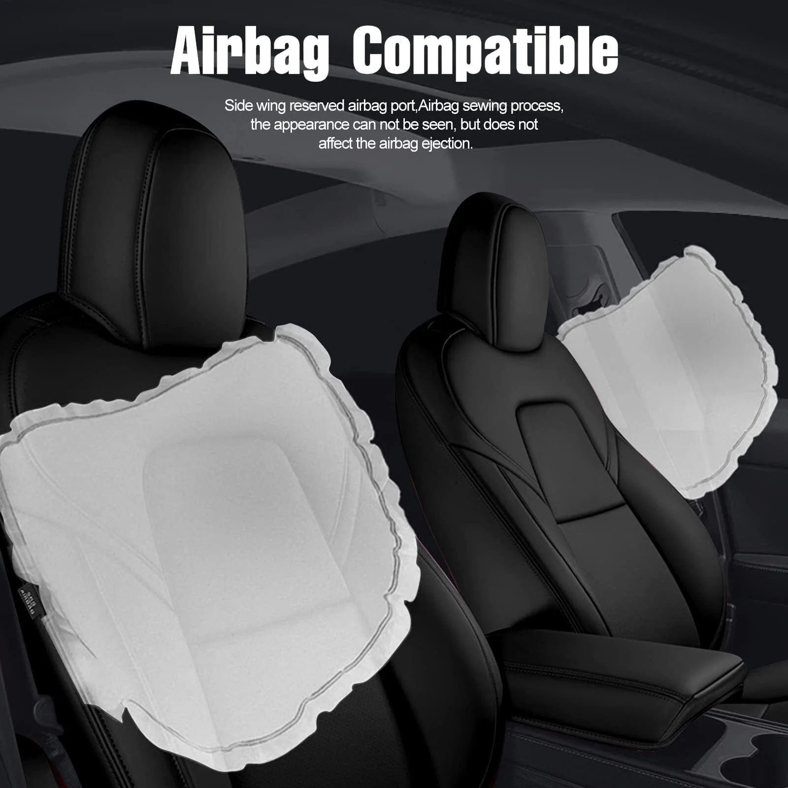 AOMSAZTO Custom Fit Model 3  Seat Covers For Tesla 3 2016-2023 Full Set Waterproof Black