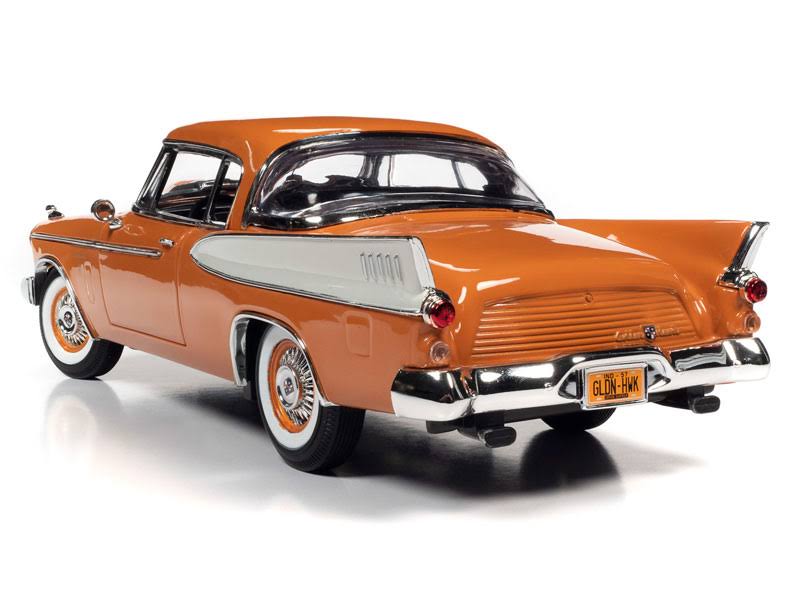 1957 Studebaker Gold Hawk Coppertone Orange and White 1/18 Diecast Model Car by Autoworld