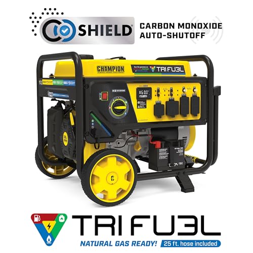 Champion Power Equipment 12,500-Watt Electric Start Tri Fuel Home Backup Portable Generator with CO Shield
