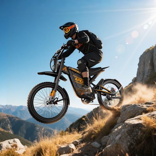 Electric-Dirt-Bike for Adults with Peak-3000W Brushless Motor and 48V 30AH Battery Max 40MPH and 80Miles, Adult Electric-Mountain-E-Bike Motorcycle with Fat Tire for Snow, Sand and Commuting