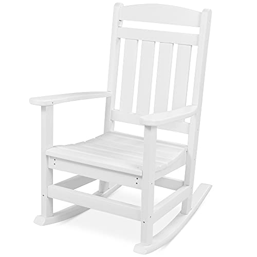 Best Choice Products All-Weather Rocking Chair, Indoor Outdoor HDPE Porch Rocker for Patio, Balcony, Backyard, Living Room w/ 300lb Weight Capacity, Contoured Seat - Gray