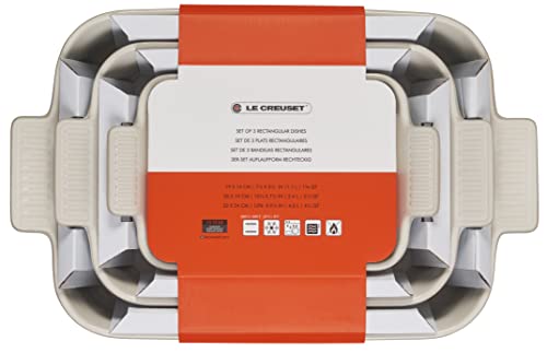 Le Creuset Stoneware Heritage Set 3 Rectangular Dishes, White