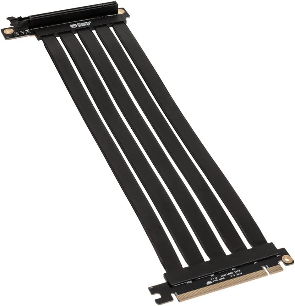 Thermal Grizzly PCIe 4.0 Riser Cable 30cm Long, Flexible Riser Cable PCI-e 4.0 x16 for Easy Insertion of Expansion Cards, Full Speed 16x PCIe Riser Extender Compatible with Computer Graphics Cards