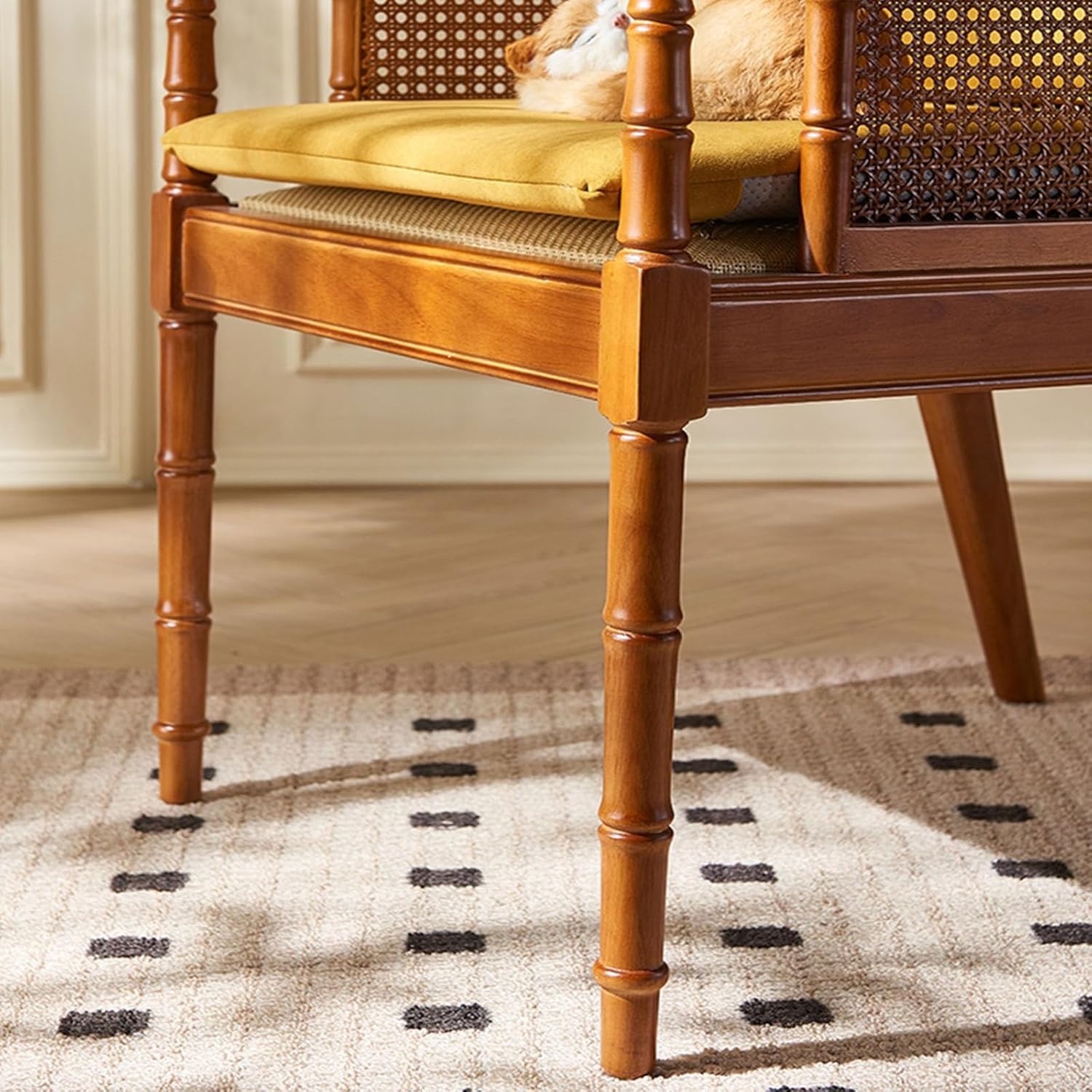 Wicker Chairs Vintage Rattan Chair, Rattan Leisure Chair, Rattan Dining Chair, Ideal for Balcony, Living Room, and Master Bedroom Rattan Chair