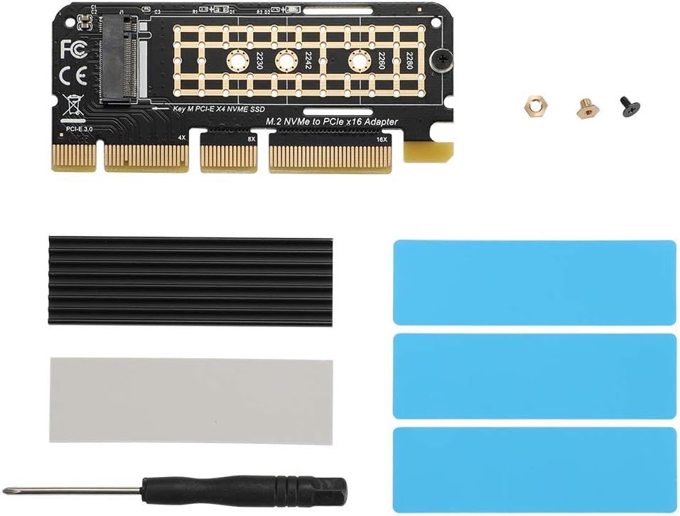 NVME PCIe x16 Adapter Card - BEYIMEI NVMe Adapter M.2 PCIe SSD to PCI-e x4/x8/x16 Converter Card with Heat Sink for M.2 (M Key) NVMe SSD 2230/2242/2260/2280 [Upgraded]