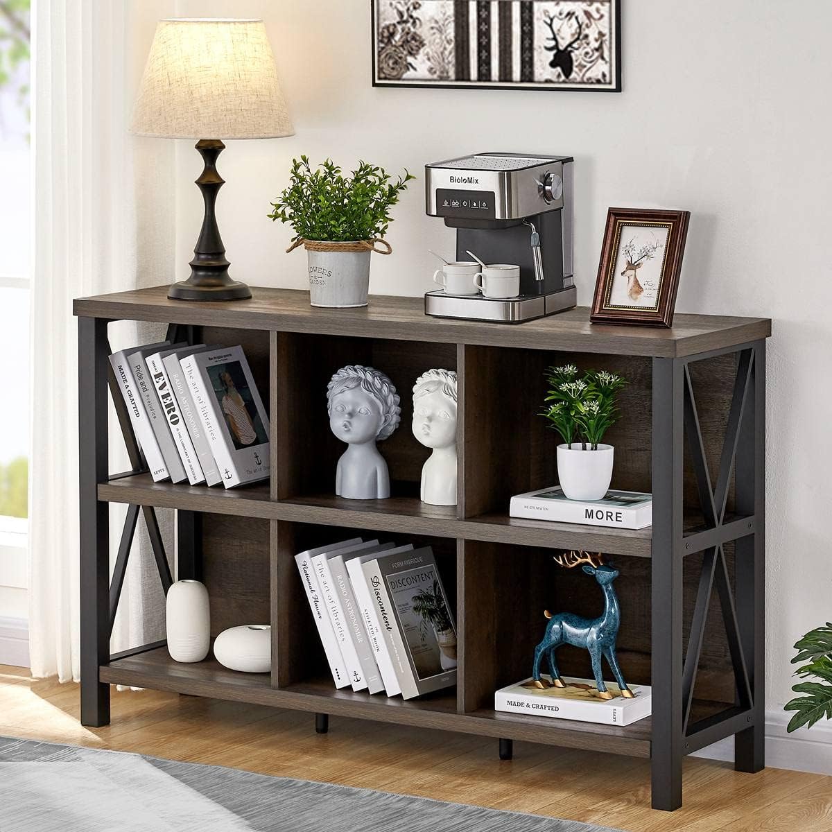 FATORRI Industrial Cube Bookcases and Bookshelves (Walnut Brown)