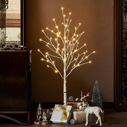 LITBLOOM 2 Pack Lighted Birch Twig Tree with Lights 4FT 72 LED Lights for Indoor Outdoor Home Easter Christmas Holiday Decoration