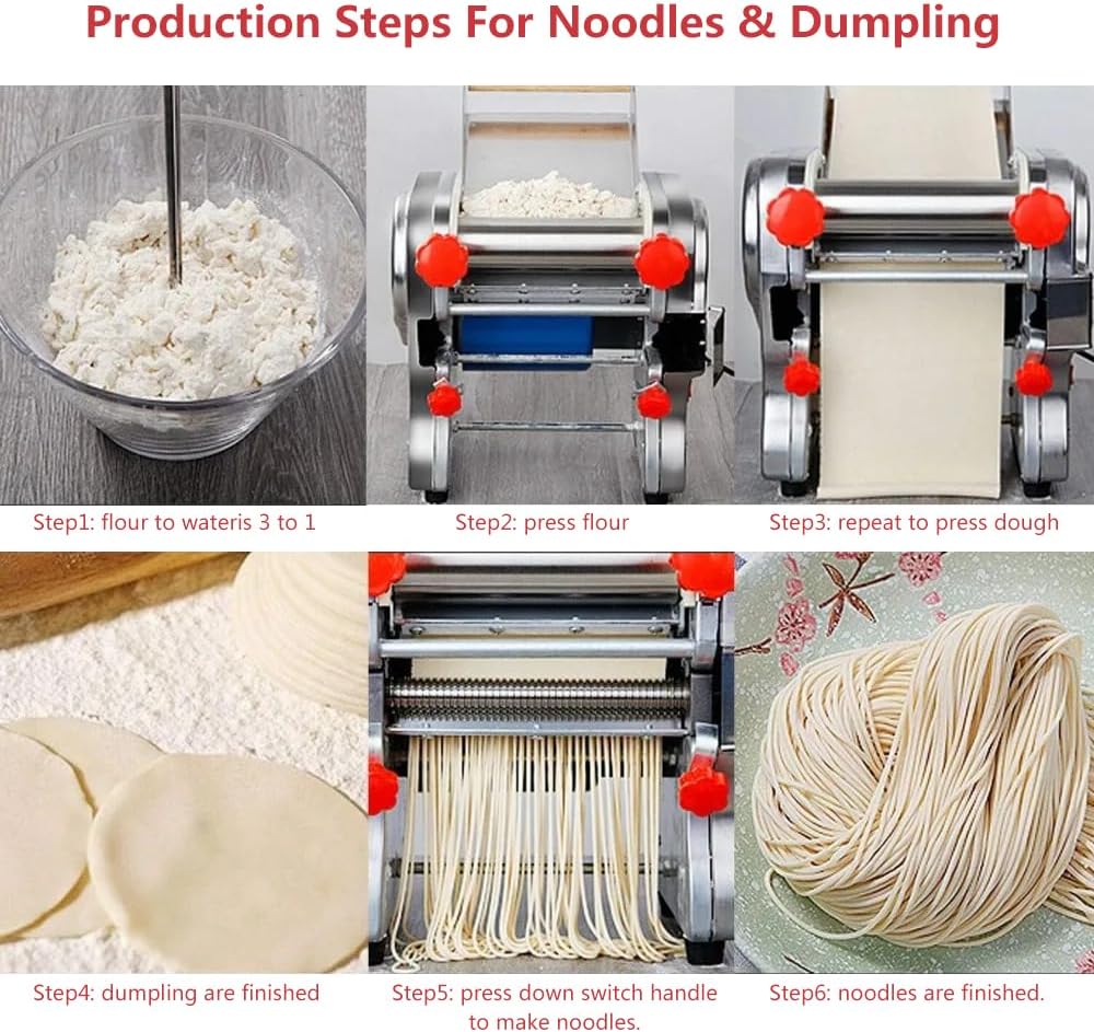 Electric Pasta Maker Home Pasta Making Machine 550W Automatic Noodle Machine Full Stainless Steel Dual Knife No Disassembled for Home Commercial Use