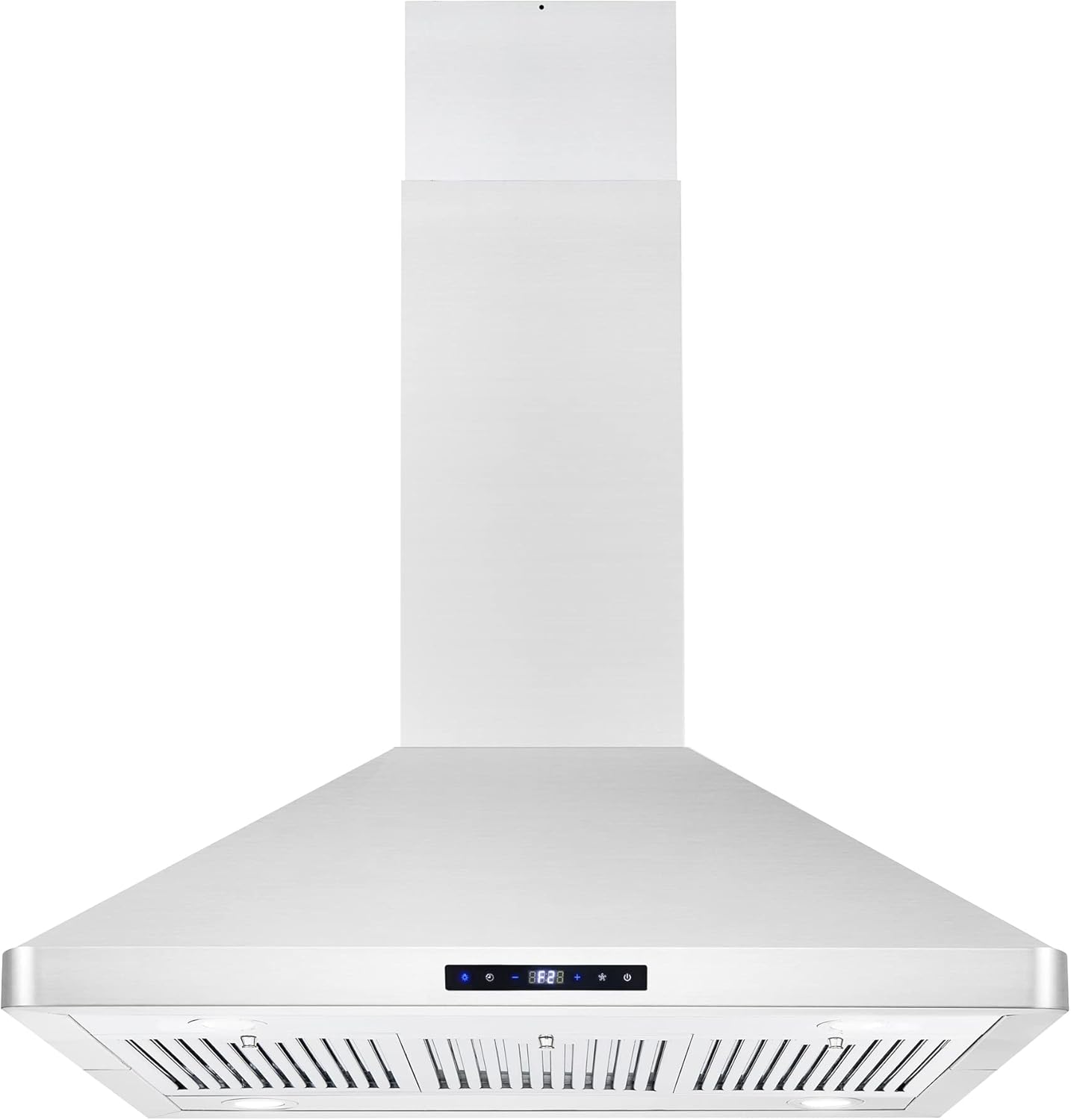 36 In. Ducted Island Mount Range Hood In Stainless Steel With Led Lighting Permanent Filters Silver Lights Removable Filter
