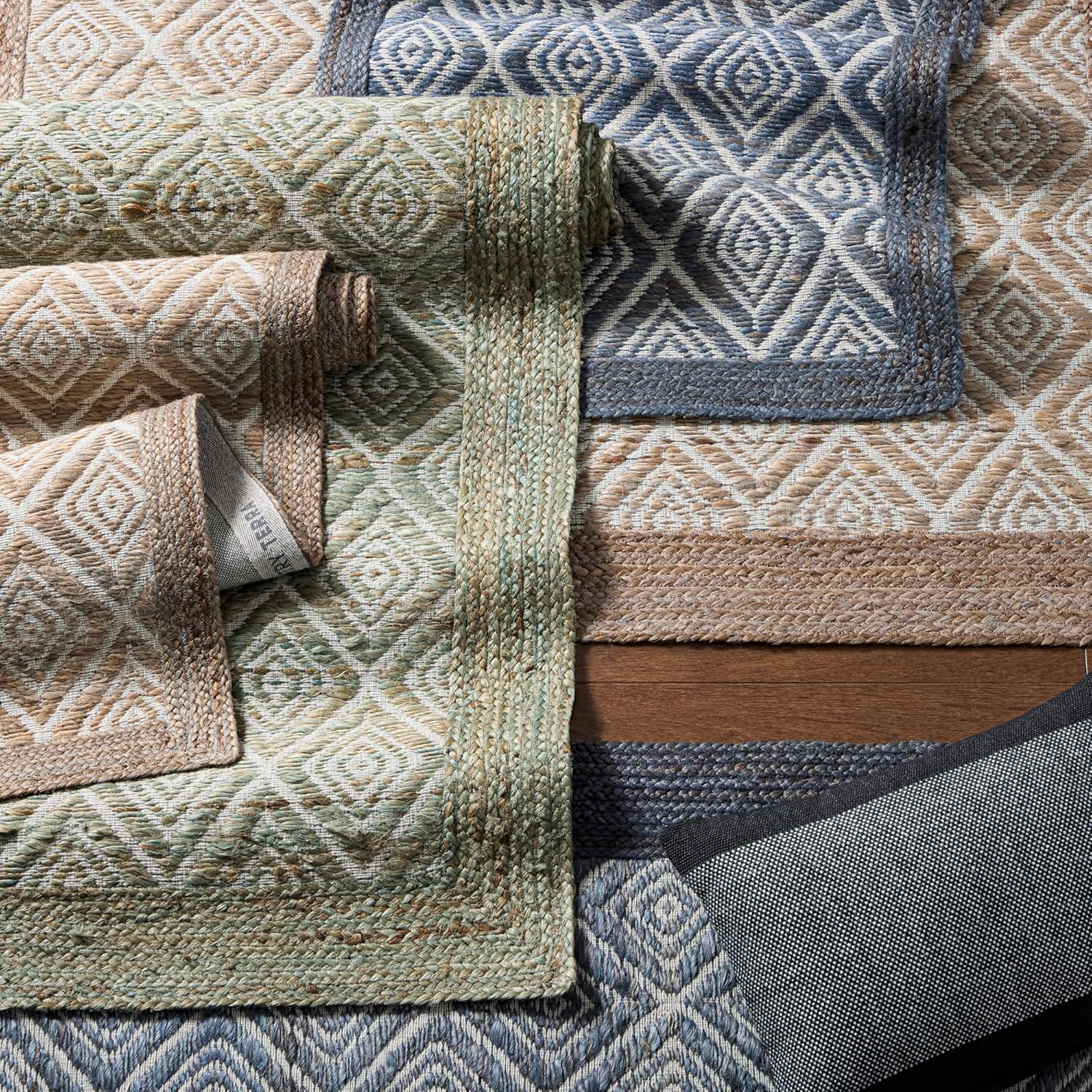 TOWN & COUNTRY TERRA Nalani Textured Diamond Hand-Knotted Flatwoven 100% Natural Jute Area Rug, Brown, 6'x9'