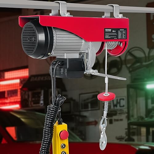 VEVOR Electric Hoist, 2200 lbs Lifting Capacity, 1600W 110V Electric Steel Wire Winch with Wireless Remote Control, 40ft Single Cable Lifting Height & Pure Copper Motor, for Garage Warehouse Factory